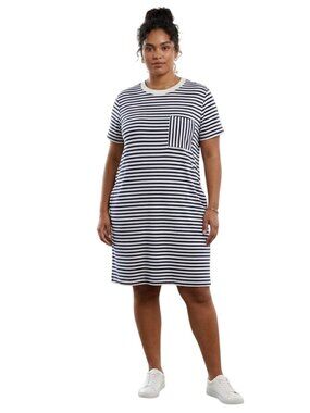 Universal Standard NWT Garcon Tee Dress Navy Stripe Pima Cotton Size S/14/16